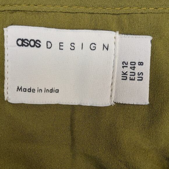 ASOS Cami Tiered Ruffle Mini Olive Dress Size 8 - Picture 5 of 16